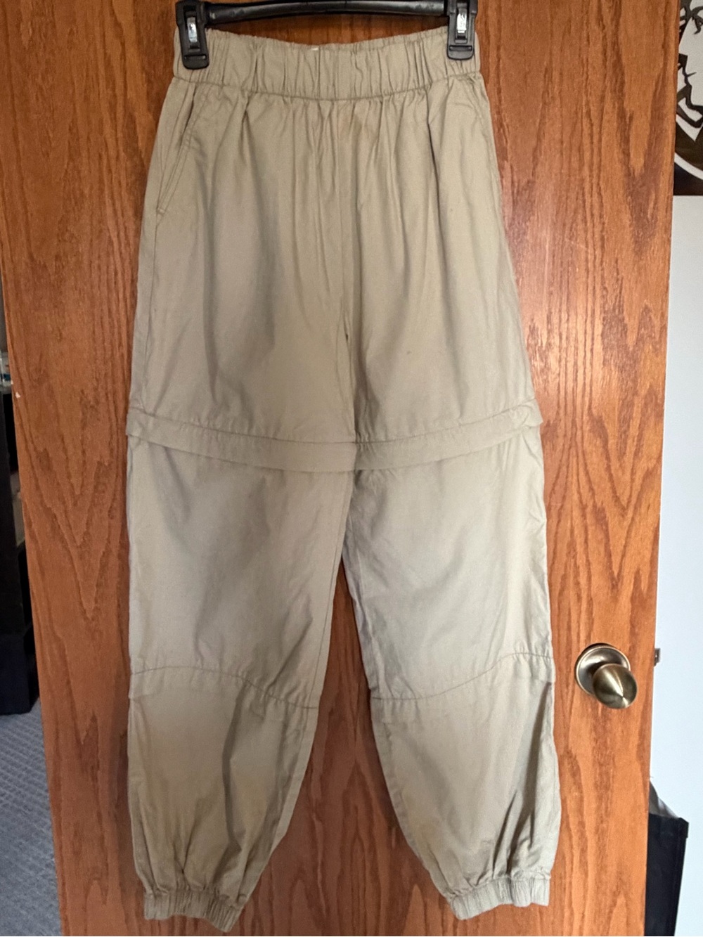 Garage Light Beige Elastic-Waist parachute pants